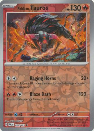 Pokemon Card Paldea Evolved 028/193 28/193 Paldean Tauros Reverse Holo Uncommon *MINT*