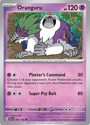 Pokemon Card Paldea Evolved 094/193 94/193 Oranguru Uncommon *MINT*