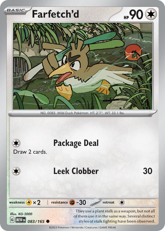 083/165 83/165 Farfetch'd  Pokemon Card  151 Common *MINT*