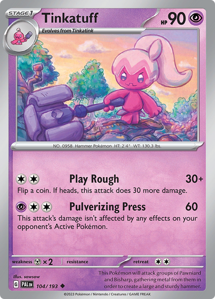 Pokemon Card Paldea Evolved 104/193 Tinkatuff Uncommon *MINT*