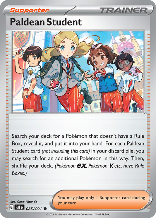 85/91 Paldean Student  Pokemon Card  Paldean Fates Common Supporter *MINT*