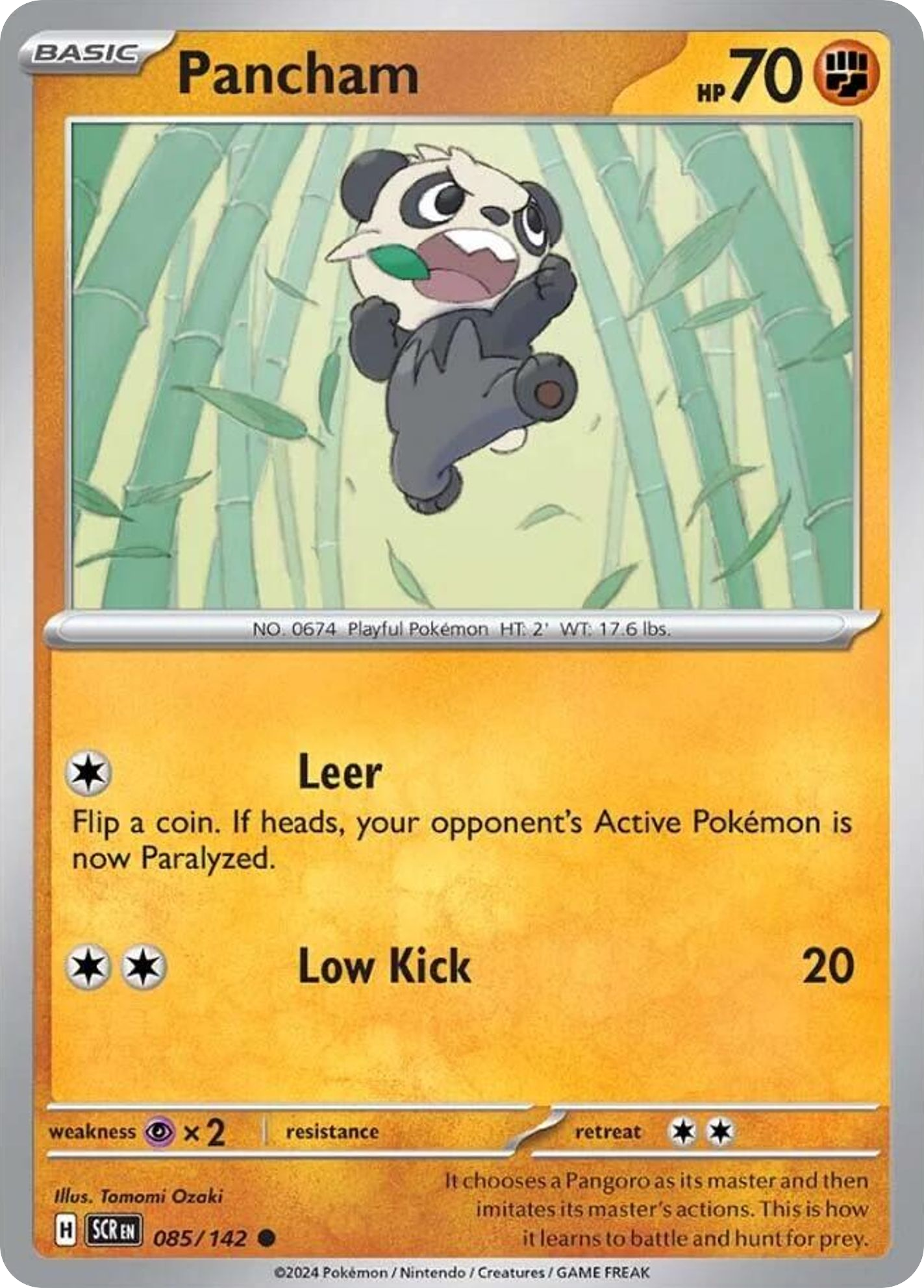 085/142 85/142 Pancham  Pokemon Card  Stellar Crown Common *MINT*