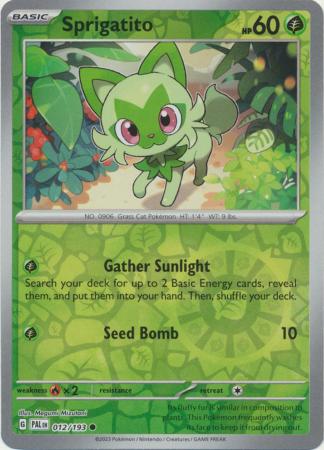 Pokemon Card Paldea Evolved 012/193 12/193 Sprigatito Reverse Holo Common *MINT*