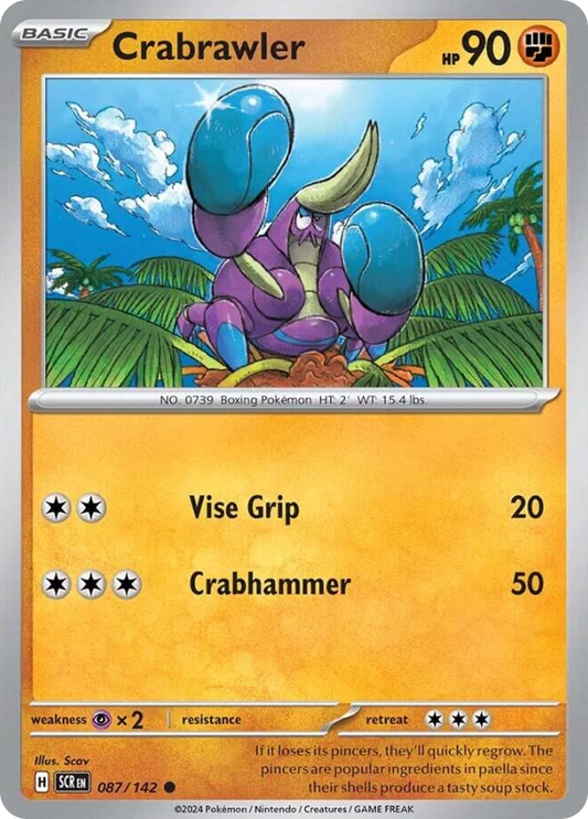 087/142 87/142 Crabrawler  Pokemon Card  Stellar Crown Common *MINT*