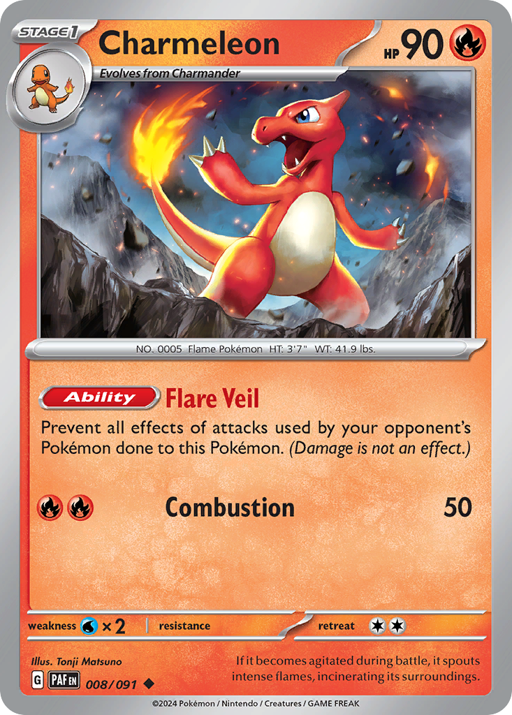 8/91 Charmeleon  Pokemon Card  Paldean Fates Uncommon *MINT*