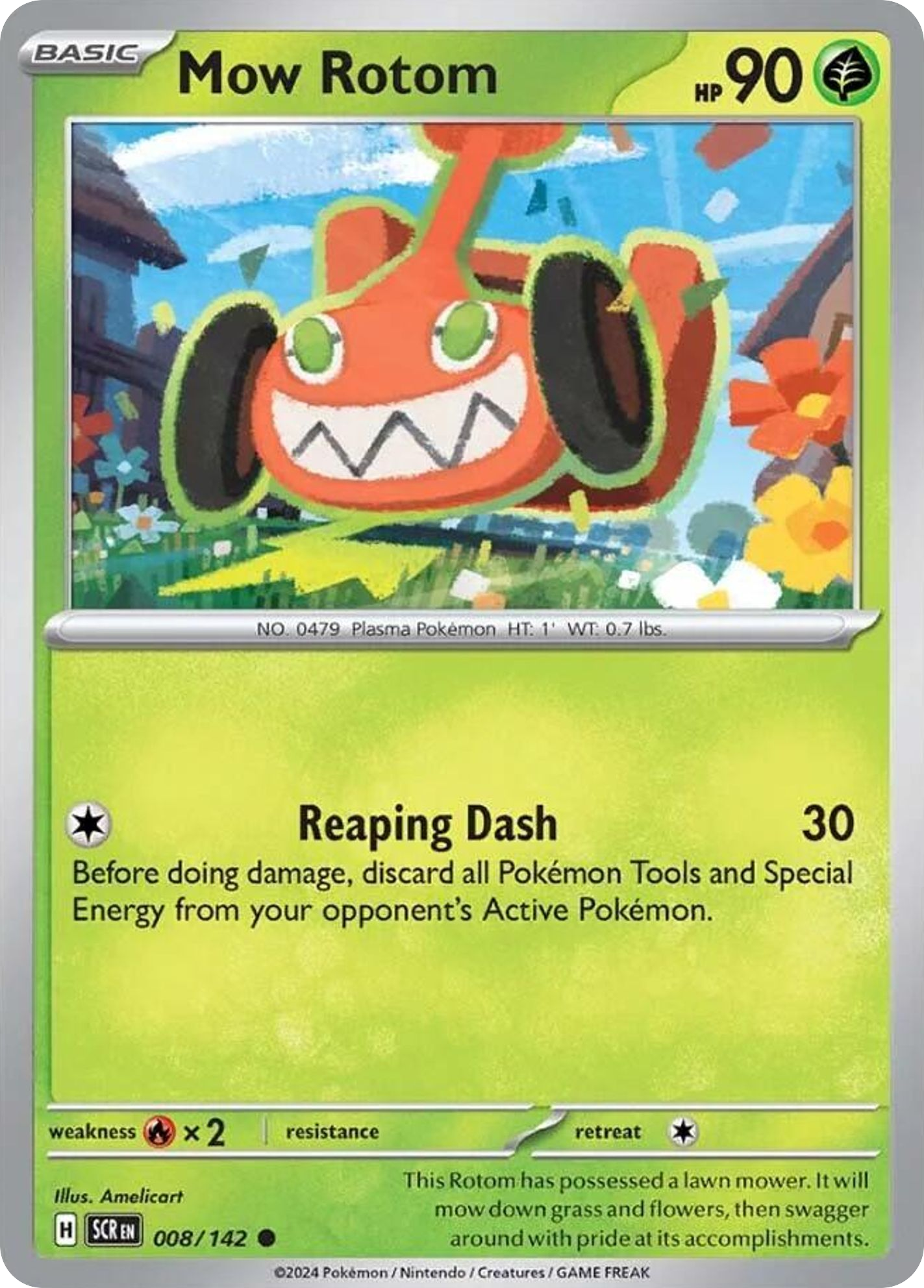 008/142 8/142 Mow Rotom  Pokemon Card  Stellar Crown Common *MINT*