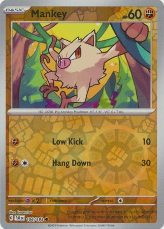 Pokemon Card Paldea Evolved 106/193 Mankey Reverse Holo Common *MINT*