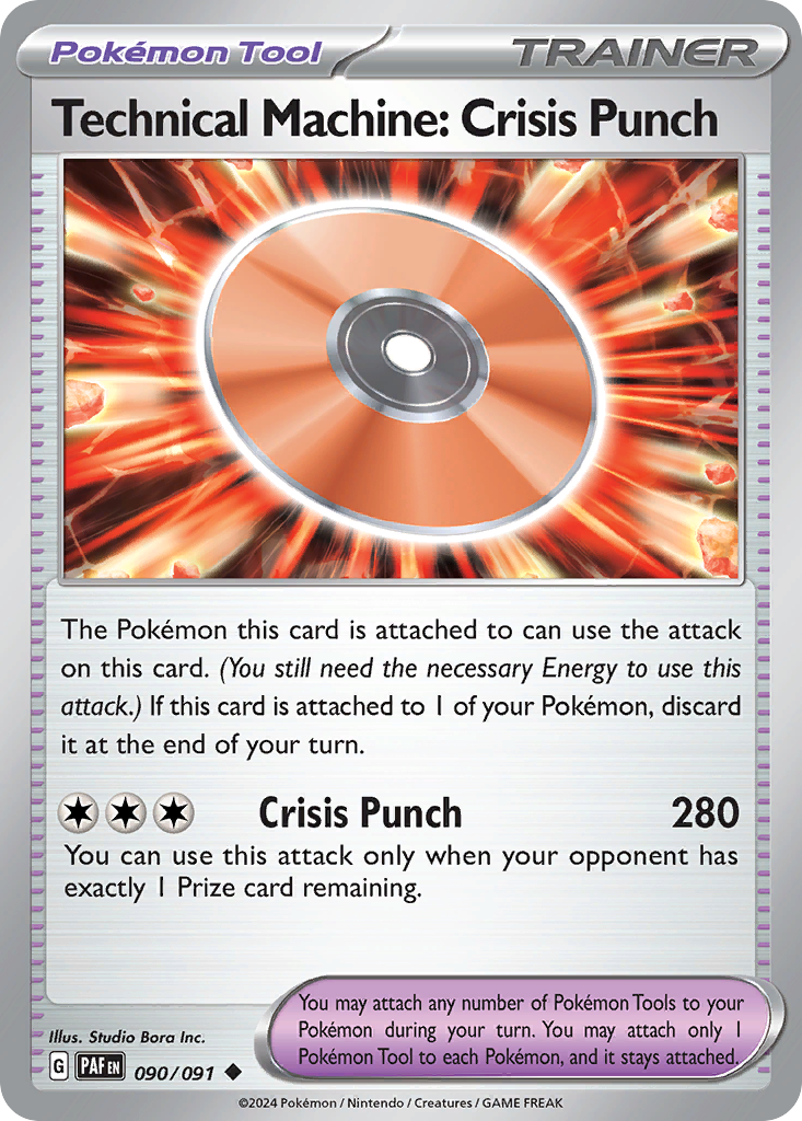 90/91 Technical Machine: Crisis Punch  Pokemon Card  Paldean Fates Uncommon Pokemon Tool *MINT*