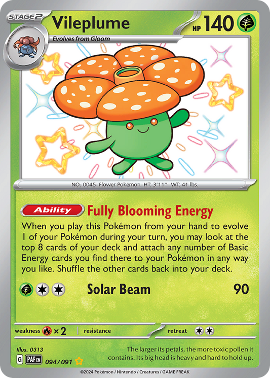 94/91 Vileplume  Pokemon Card  Paldean Fates Shiny Rare *MINT*