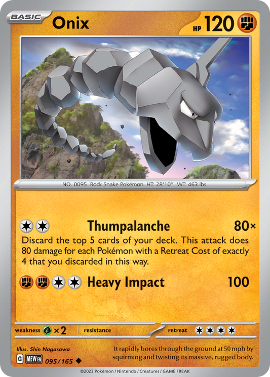 095/165 95/165 Onix  Pokemon Card  151 Uncommon *MINT*