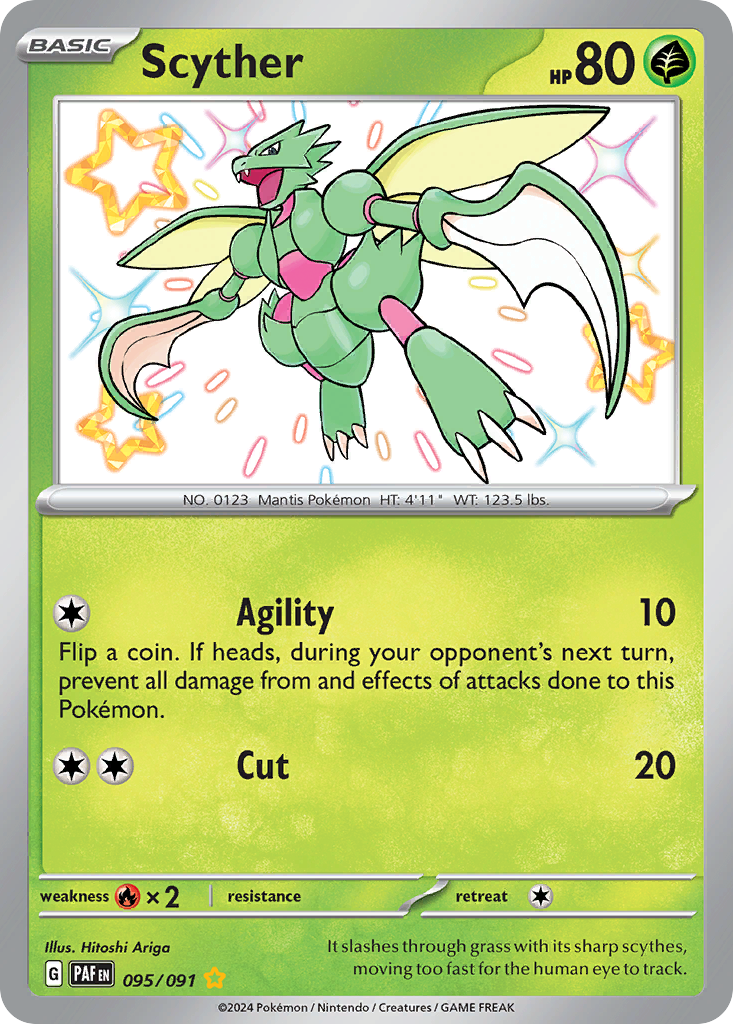 95/91 Scyther  Pokemon Card  Paldean Fates Shiny Rare *MINT*