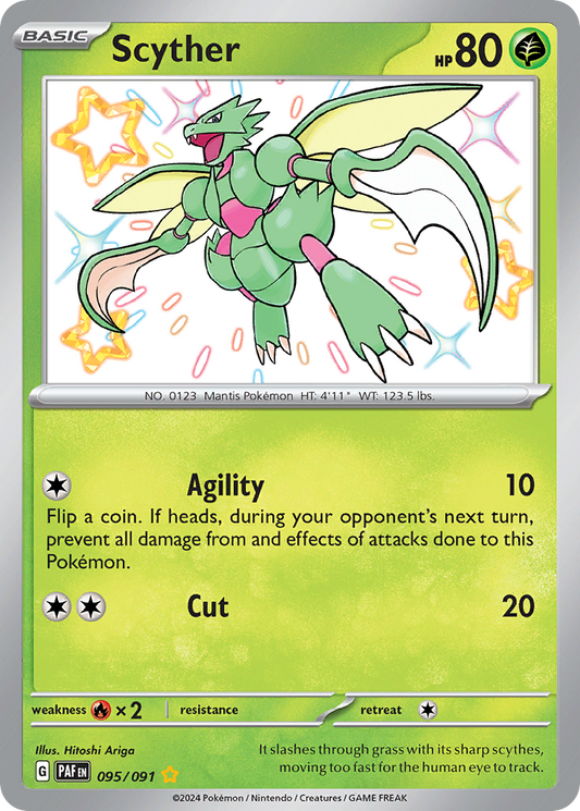 95/91 Scyther  Pokemon Card  Paldean Fates Shiny Rare *MINT*