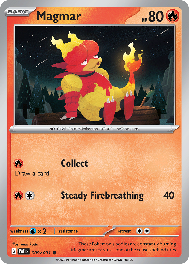 9/91 Magmar  Pokemon Card  Paldean Fates Common *MINT*