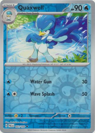 Pokemon Card Paldea Evolved 051/193 51/193 Quaxwell Reverse Holo Uncommon *MINT*