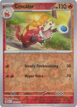 Pokemon Card Paldea Evolved 036/193 36/193 Crocalor Reverse Holo Uncommon *MINT*