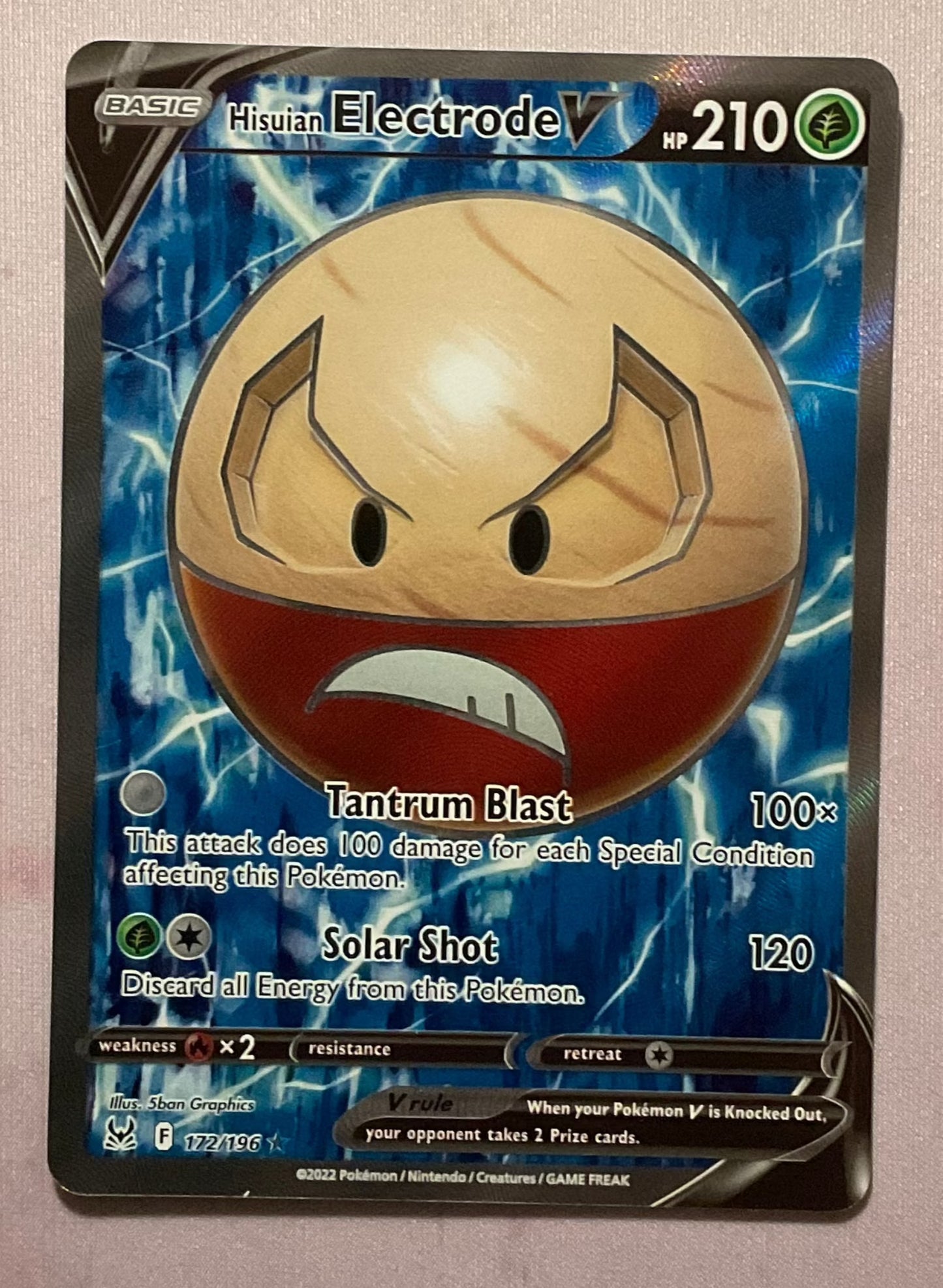 Pokemon Card Lost Origin 172/196 Hisuian Electrode V Full Art *MINT*