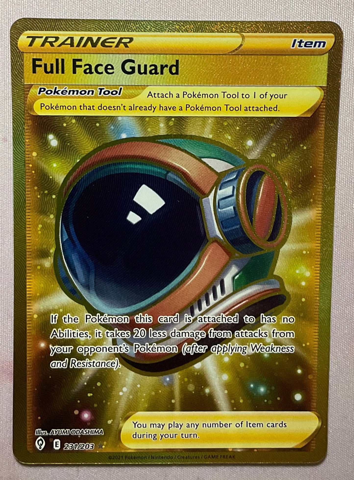 Pokemon Card Evolving Skies 231/203 231/203 Full Face Guard Item Secret Rare