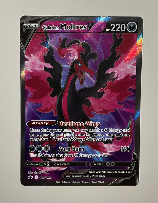 Pokemon Card Chilling Reign 176/198 Galarian Moltres V Full Art