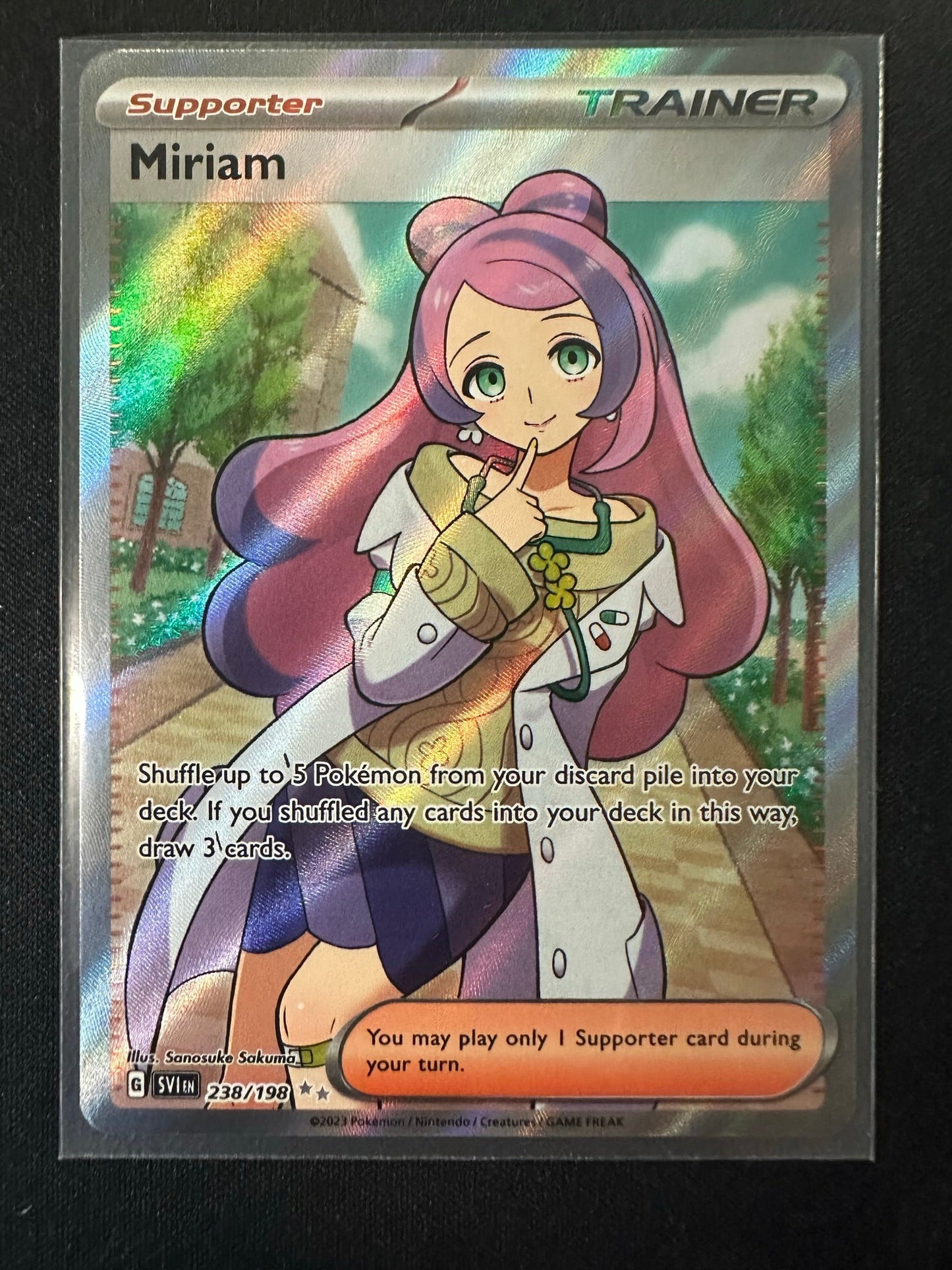 (S) Pokemon Card Scarlet and Violet 238/198 Miriam Supporter Full Art Secret Rare *MINT*