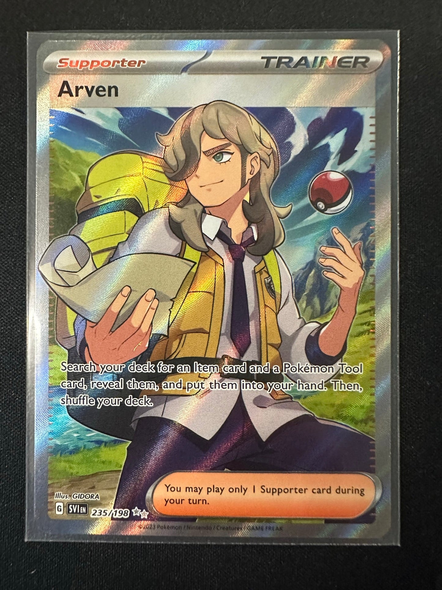 (S) Pokemon Card Scarlet and Violet 235/198 Arven Supporter Full Art Secret Rare *MINT*