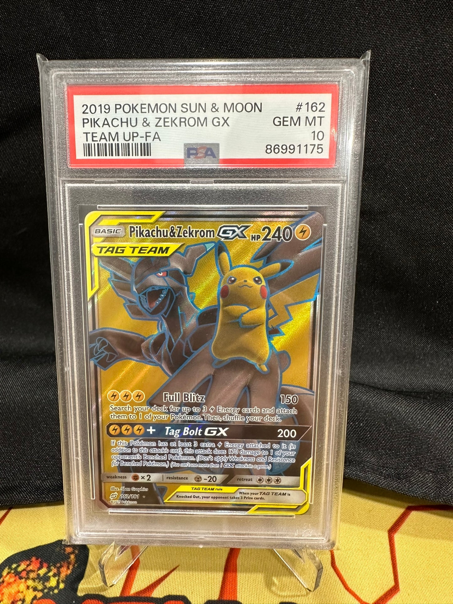 (S) Pokemon Card 162/181 Pikachu & Xekrom GX Team Up Full Art PSA GEM MINT 10