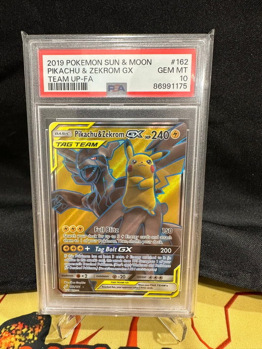 (S) Pokemon Card 162/181 Pikachu & Xekrom GX Team Up Full Art PSA GEM MINT 10