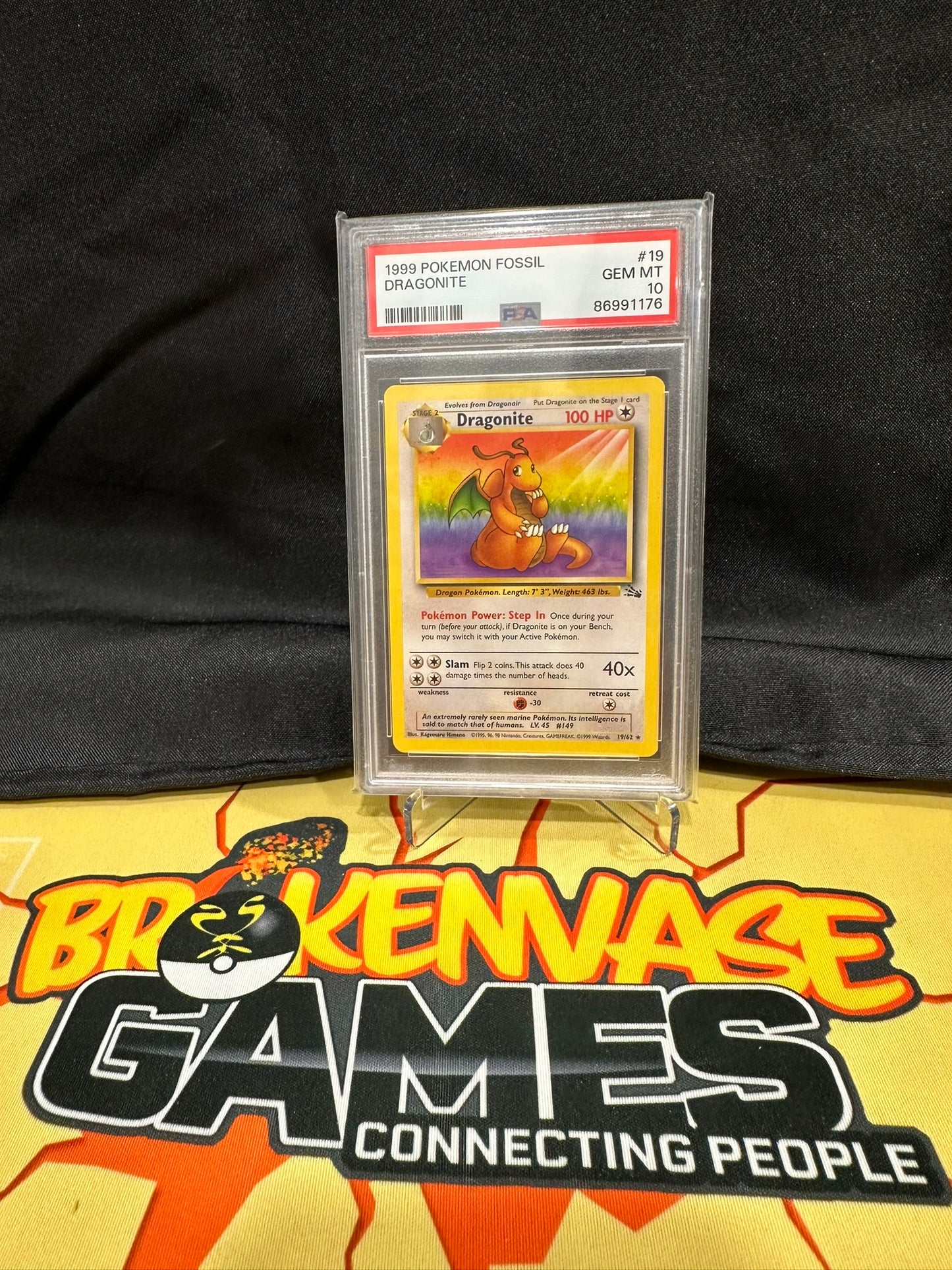 (S) Pokemon Card 19/62 Dragonite Fossil Rare PSA GEM MINT 10