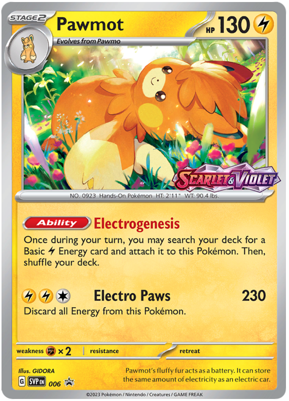 Pokemon Card SVP-En 006 Pawmot Prerelease promo