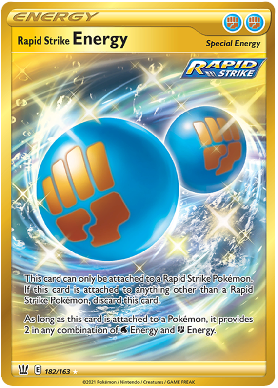 <transcy>Pokemon Card Battle Styles 182/163 182/163 Rapid Strike Energy Secret Sjælden</transcy>