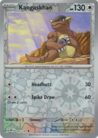 Pokemon Card Obsidian Flames 165/197 Kangaskhan Reverse Holo Uncommon *MINT*