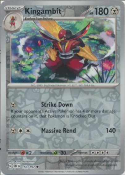 Pokemon Card Obsidian Flames 150/197 Kingambit Reverse Holo Uncommon *MINT*