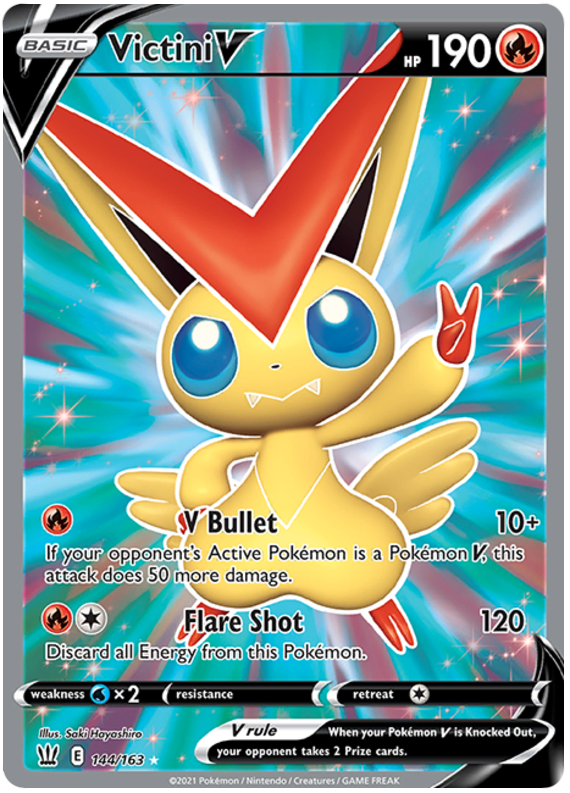 <transcy>أنماط معركة بطاقات البوكيمون 144/163144/163 Victini V Full Art</transcy>