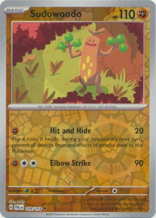 Pokemon Card Paldea Evolved 109/193 Sudowoodo Reverse Holo Uncommon *MINT*