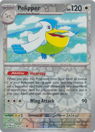 Pokemon Card Paldea Evolved 159/193 Pelipper Reverse Holo Uncommon *MINT*