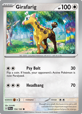 Pokemon Card Paldea Evolved 154/193 Girafarig Common *MINT*