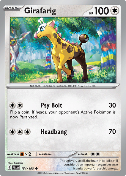 Pokemon Card Paldea Evolved 154/193 Girafarig Common *MINT*