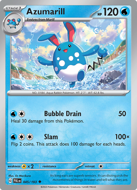 Pokemon Card Paldea Evolved 045/193 45/193 Azumarill Uncommon *MINT*