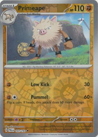 Pokemon Card Paldea Evolved 107/193 Primeape Reverse Holo Uncommon *MINT*