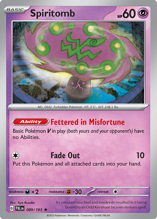 Pokemon Card Paldea Evolved 089/193 89/193 Spiritomb Holo Rare *MINT*