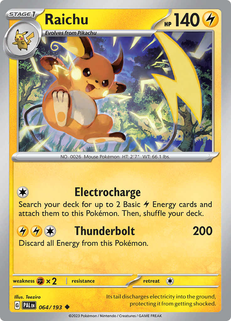 Pokemon Card Paldea Evolved 064/193 64/193 Raichu Uncommon *MINT*