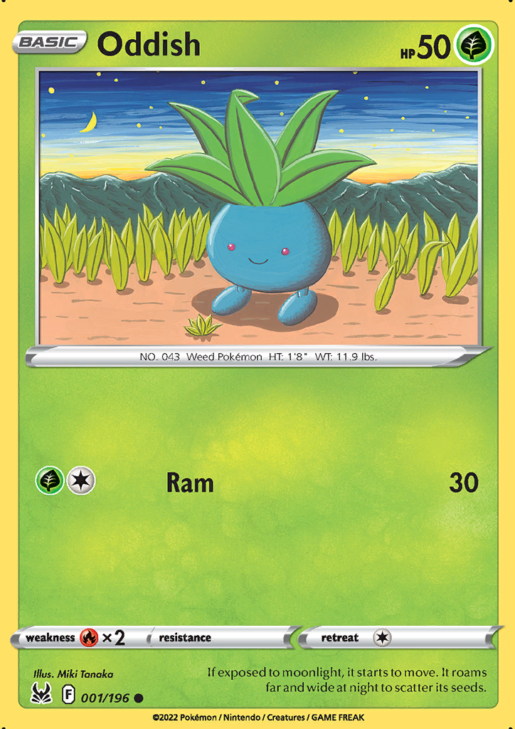 Pokemon Card Lost Origin 001/196 1/196 Oddish Common *MINT*