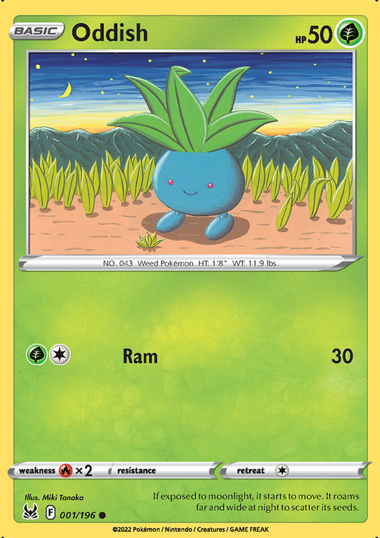 Pokemon Card Lost Origin 001/196 1/196 Oddish Common *MINT*