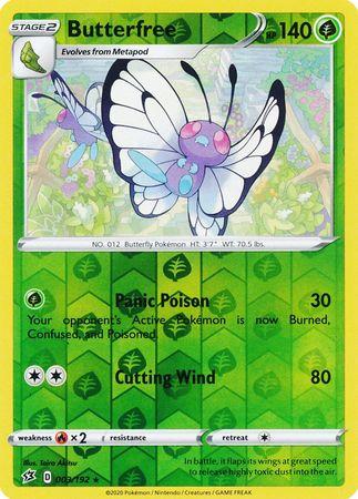 003/192 Butterfree Rebel Clash (RCL) Rare Reverse Holo