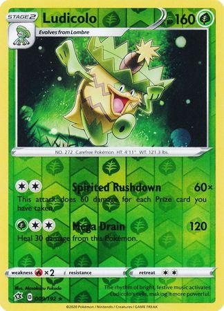 009/192 Ludicolo Rebel Clash (RCL) Rare Reverse Holo