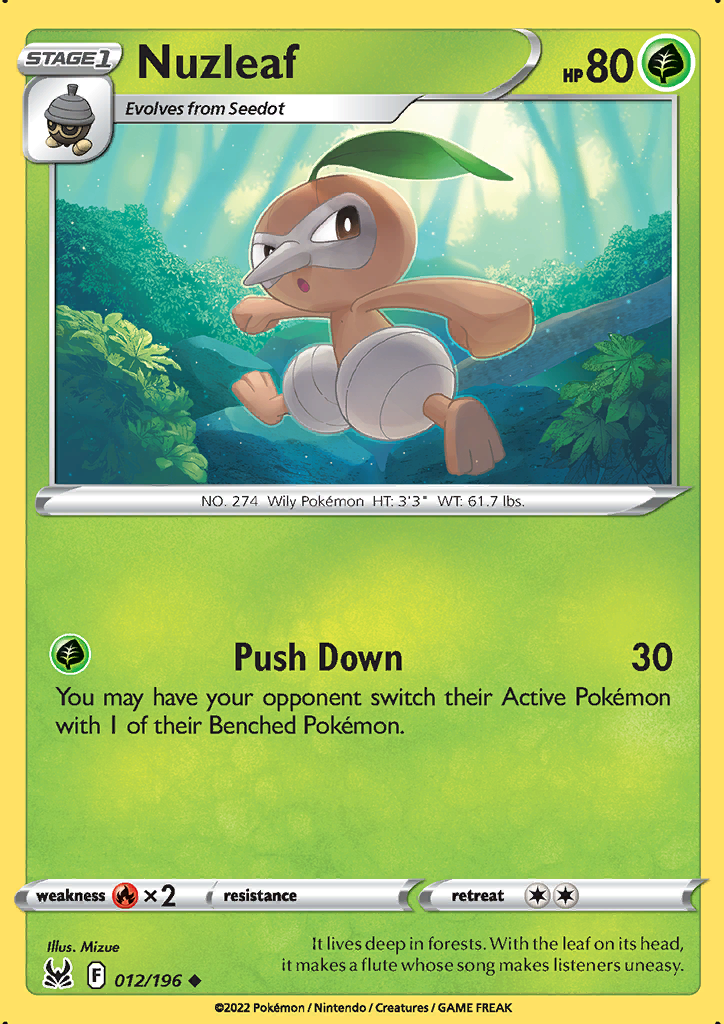 Pokemon Card Lost Origin 012/196 12/196 Nuzleaf Uncommon *MINT*