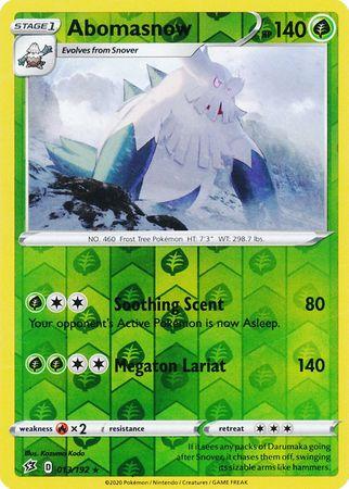 013/192 Abomasnow Rebel Clash (RCL) Rare Reverse Holo