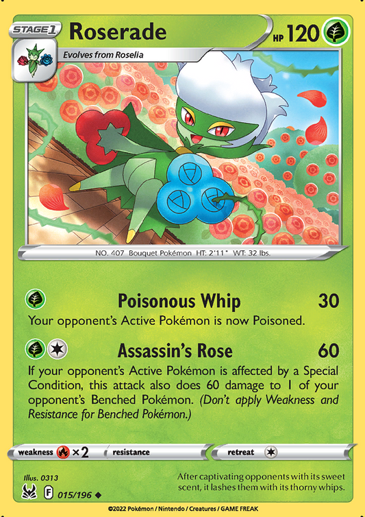 Pokemon Card Lost Origin 015/196 15/196 Roserade Uncommon *MINT*