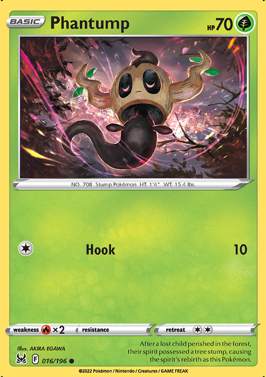 Pokemon Card Lost Origin 016/196 16/196 Phantump Common *MINT*