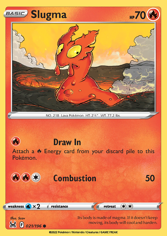 Pokemon Card Lost Origin 021/196 21/196 Slugma Common *MINT*