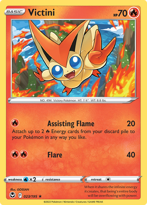Pokemon Card Silver Tempest 023/195 23/195 Victini Rare *MINT*